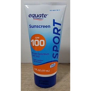 Equate‎ Sport Sunscreen Broad Spectrum SPF 100 Water Resistant 6 Oz. Ext 06/27
